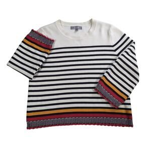 Marled Reunited Clothing Sweater Striped Multicolor 3/4 Sleeve Knit Top L